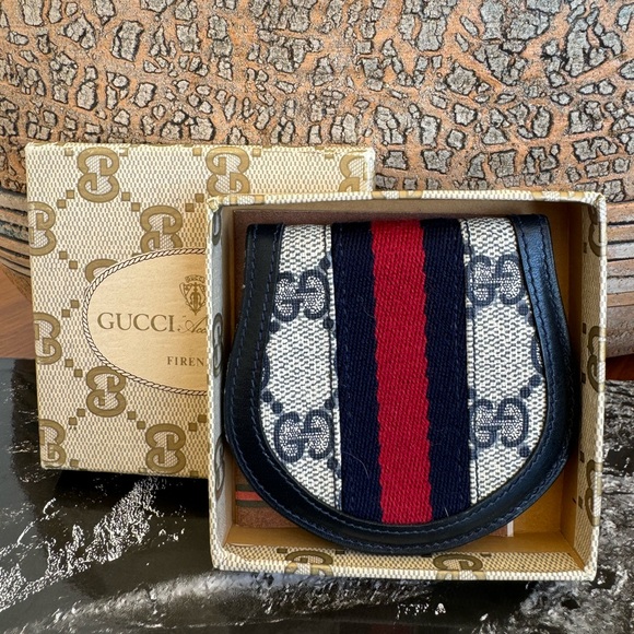 Gucci Handbags - Vintage Gucci GG Web Sherry Line Mirror Case / Coin Purse